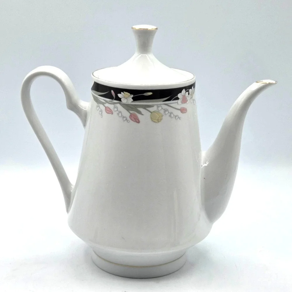 Crown Ming Fine Bone China COFFEE POT Teapot W/LID‎ JIAN SHIANG MICHELLE Pattern